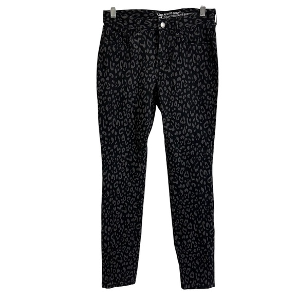 GAP Pants - Gap Always Skinny Women's Size 2R Black Leopard Print Stretch Mid Rise Pants